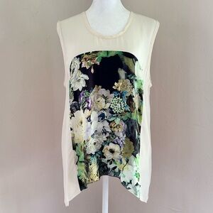 Mason 100% Silk Rose Floral Print Tank
